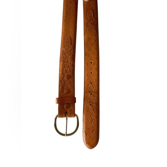ferrini Ostrich Elegant Tan Leather Belt Size:38 main image 5